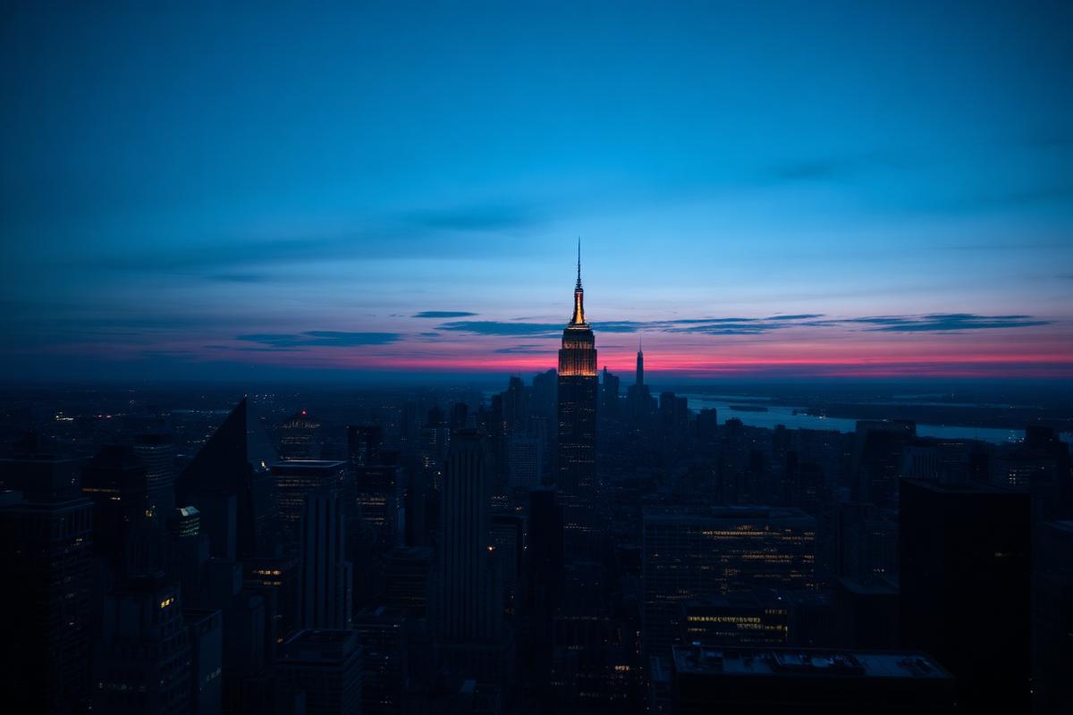 Manhattan skyline at dusk